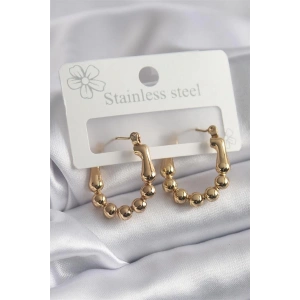 316L Çelik Gold Renk Topçuk Halka Model Kadın Küpe