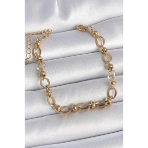 316L Çelik Gold Renk Topçuk Halka Zincir Model Kadın Bileklik