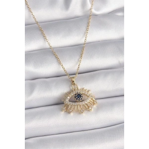 316L Çelik Gold Renk Zincir Zirkon Taşlı Göz Model Kadın Yüzük