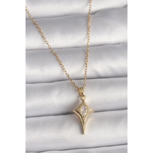 316L Çelik Gold Renk Zincir Zirkon Taşlı Kuzey Yıldızı Model Kadın Kolye