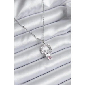 316L Çelik Gold Renk Zirkon Taşlı Çiçek Model Kadın Kolye