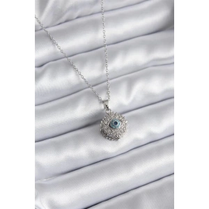 316L Çelik Gold Renk Zirkon Taşlı Göz Model Kadın Kolye