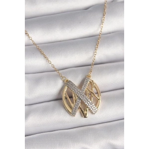 316L Çelik Gold Renk Zirkon Taşlı Vintage Model Kadın Kolye