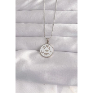 316L Çelik Gümüş Renk Beyaz Mineli Karışık Figürlü Tarot Kolye