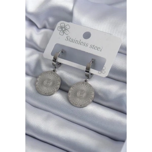 316L Çelik Gümüş Renk İşleme Detay Kadın Küpe