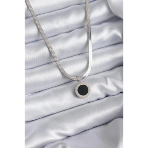 316L Çelik Gümüş Renk İtalyan Zincir Model İşleme Detay Kadın Kolye