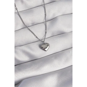 316L Çelik Gümüş Renk Kalp Model Love Kolye
