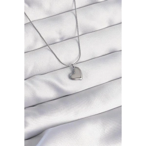 316L Çelik Gümüş Renk Minimal Kalp Tasarımlı Kolye