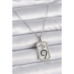 316L Çelik Gümüş Renk Zincir Akrep Burcu Zirkon Taşlı Kadın Kolye