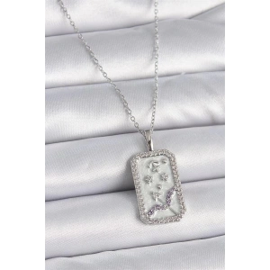 316L Çelik Gümüş Renk Zincir Yay Burcu Zirkon Taşlı Kadın Kolye