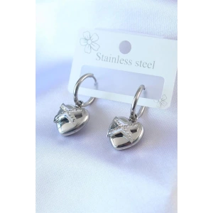 316L Çelik Gümüş Renk Zirkon Taş Detay Kalp Model Kadın Küpe