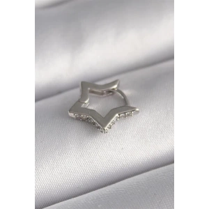 316L Çelik Gümüş Renk Zirkon Taş Detay Yıldız Model Tragus Piercing
