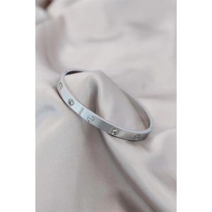 316L Çelik Gümüş Renk Zirkon Taşlı Bileklik