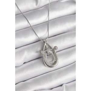 316L Çelik Gümüş Renk Zirkon Taşlı Damla Model Kadın Kolye