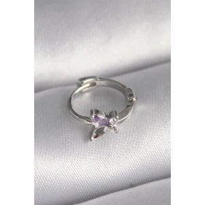 316L Çelik Gümüş Renk Zirkon Taşlı Kelebek Model Tragus Piercing