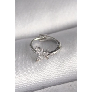 316L Çelik Gümüş Renk Zirkon Taşlı Kelebek Model Tragus Piercing