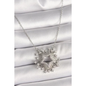 316L Çelik Gümüş Renk Zirkon Taşlı Yıldız Model Kadın Kolye