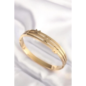 316L Çelik Kelebek Gold Renk Kadın Kelepçe Bilezik