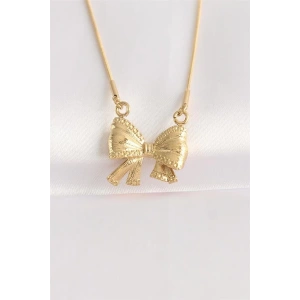 316L Çelik Zincir Altın Renk Fiyonk Kolye