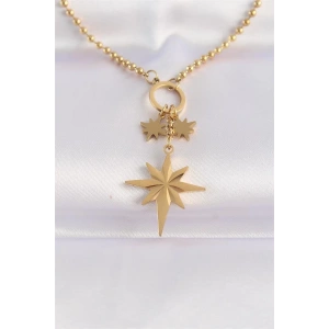 316L Çelik Zincir Altın Renk Kutup Yıldızı Kolye