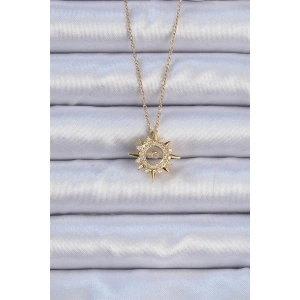 316L Çelik Zincir Altın Renk Zirkon Taşlı Parlayan Yıldız Kolye