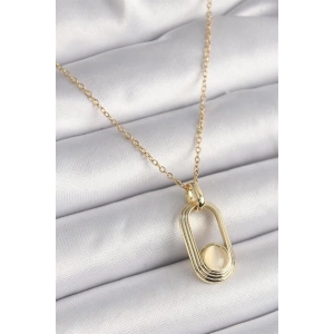 316L Çelik Zincir Gold Renk Beyaz Kedi Göz Model Kadın Kolye