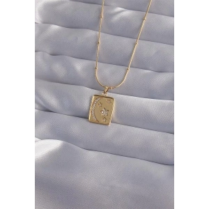 316L Çelik Zincir Gold Renk Zirkon Taşlı Ay Yıldız Figürlü Tarot Kolye