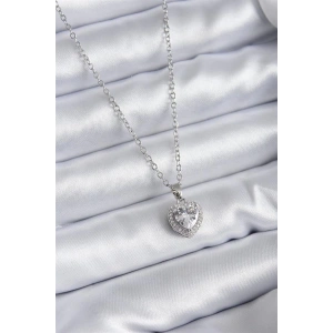 316L Çelik Zincir Gümüş Renk Kalp Model Charm Kadın Kolye