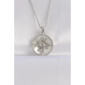 316L Çelik Zincir Gümüş Renk Oval Tasarımlı Güneş Kolye