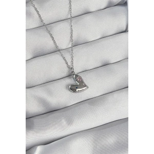 316L Çelik Zincir Gümüş Renk Renkli Zirkon Taşlı Kalp Kolye