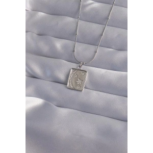 316L Çelik Zincir Gümüş Renk Zirkon Taşlı Ay Yıldız Figürlü Tarot Kolye