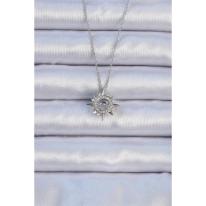 316L Çelik Zincir Gümüş Renk Zirkon Taşlı Parlayan Yıldız Kolye