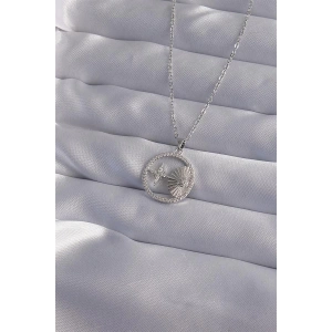 316L Çelik Zincir Gümüş Renk Zirkon Taşlı Yıldız Figürlü Oval Kolye