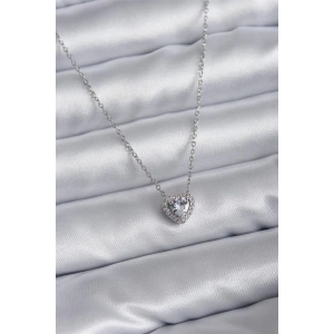 316L Çelik Zincir Zirkon Taşlı Charm Kadın Kolye