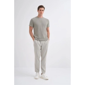 4011 Örgü Desenli Bisiklet Yaka Regular Fit Erkek T-Shirt Yeşil