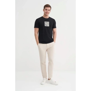 4165 Bisiklet Yaka Baskılı Erkek T-Shirt SİYAH