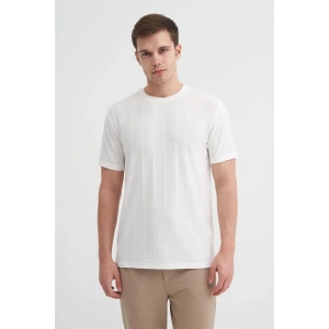 4203 Viskon Kumaş Bisiklet Yaka Regular Fit Erkek T-Shirt BEYAZ