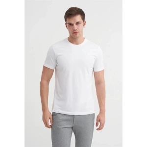 4623 Bisiklet Yaka Basıc Erkek T-Shirt Beyaz