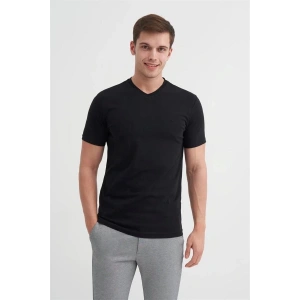 4624 Basıc V Yaka Erkek T-Shirt Siyah
