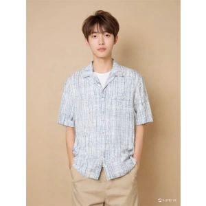 974456 Apaş Yaka Viskon Kumaş Kısa Kollu Erkek Gömlek Beyaz