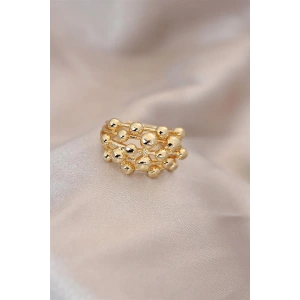 Ayarlamalı Gold Renk Metal Bombeli Boluncuk Model Yüzük