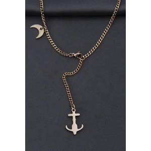 Çelik Rose Renk Çapa Tasarımlı Kadın Kolye