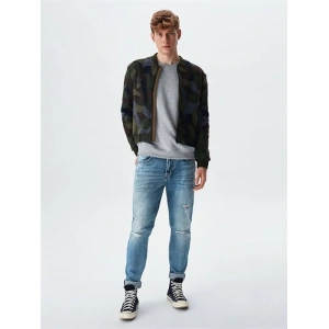 Dazoko Kamuflaj Desenli Fermuarlı Erkek Mont