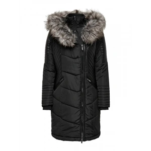 Deri Detaylı Kürklü Parka SIYAH