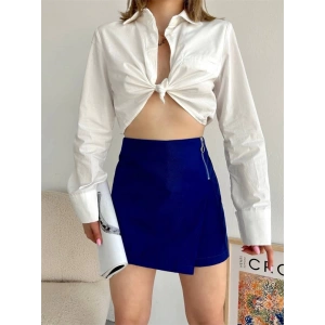 Gabardin fermuarlı şort etek S24906