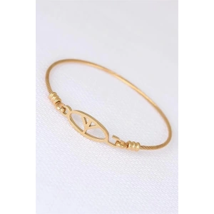 Gold Metal Çelik Figürlü Erkek Kelepçe Bileklik