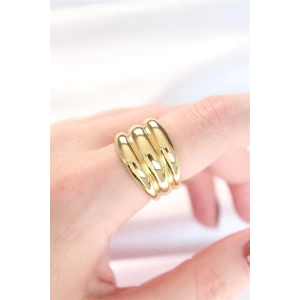 Gold Renk Ayarlanabilir Çizgili Bombe Yüzük