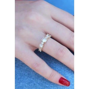 Gold Renk Zirkon Taşlı Kadın Yüzük