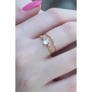 Gold Renk Zirkon Taşlı Taç Model Kadın Yüzük