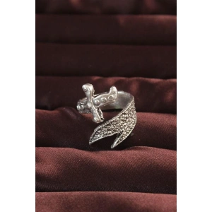 Gümüş Renk Kılıç Figürlü Ayarlamalı Erkek Yüzük
